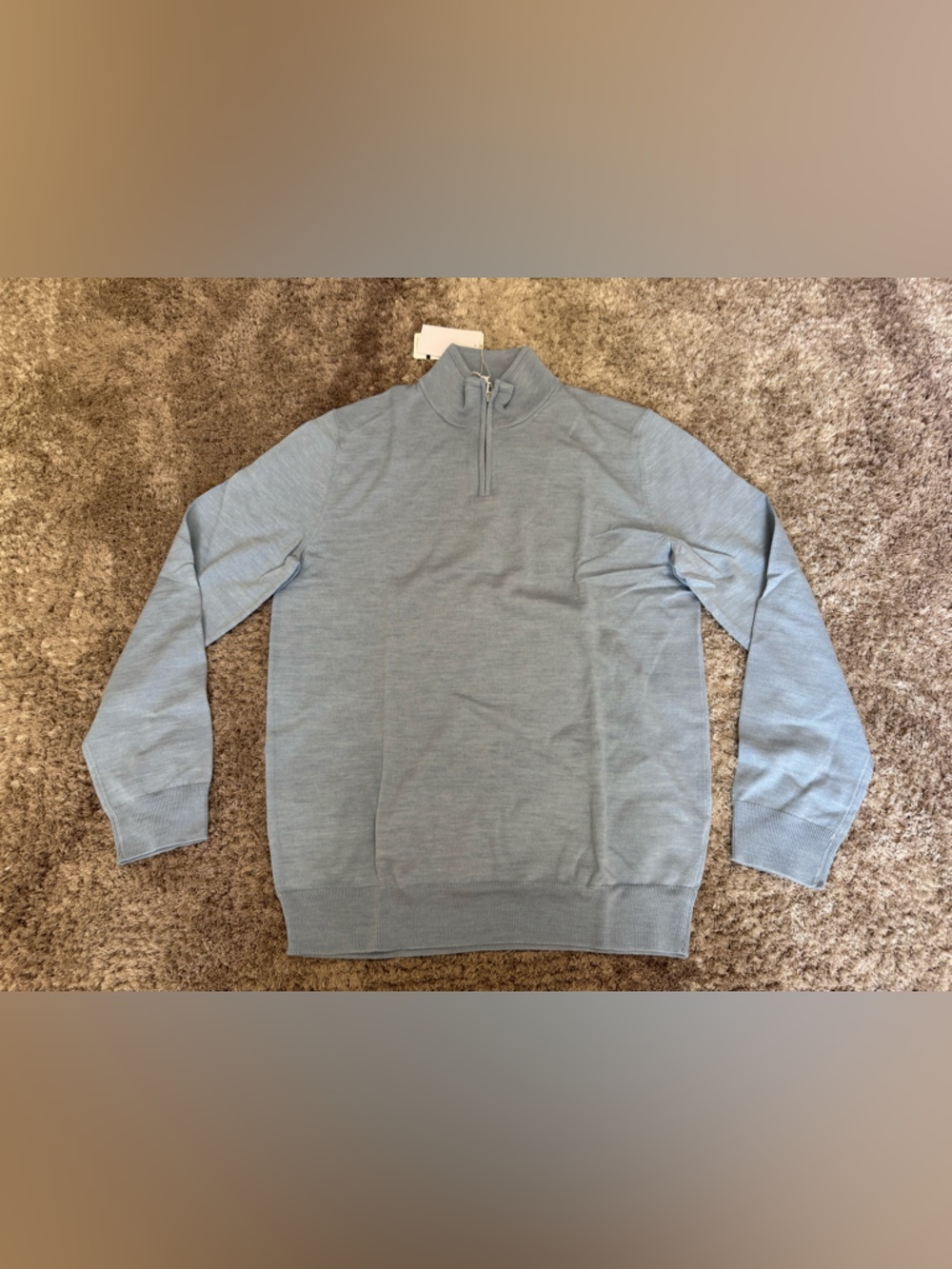 Hawes & Curtis Sky Blue Half Zip Sweater - Machine Washable